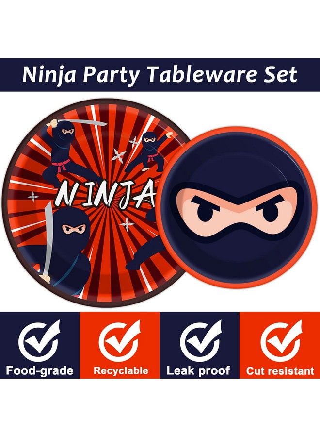 Tevxj 98 قطعة زينة حفلة عيد ميلاد نينجا مجموعة أدوات المائدة لمحارب النينجا أطباق كاراتيه مناديل غطاء طاولة مجموعة مستلزمات حفلة عيد ميلاد معلم النينجا غطاء طاولة أدوات المائدة هدايا الحفلة - Image 5
