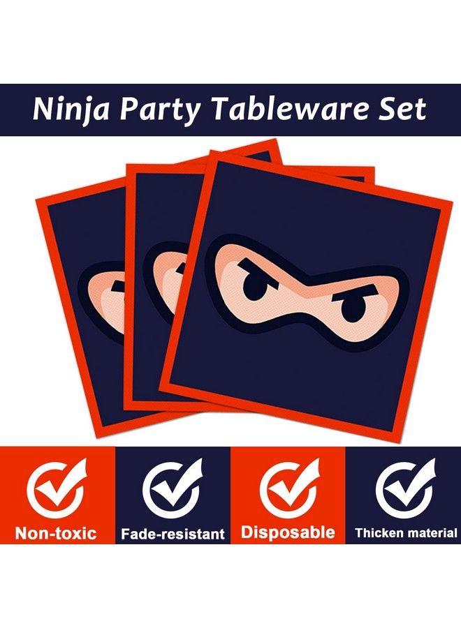 Tevxj 98 قطعة زينة حفلة عيد ميلاد نينجا مجموعة أدوات المائدة لمحارب النينجا أطباق كاراتيه مناديل غطاء طاولة مجموعة مستلزمات حفلة عيد ميلاد معلم النينجا غطاء طاولة أدوات المائدة هدايا الحفلة - Image 4