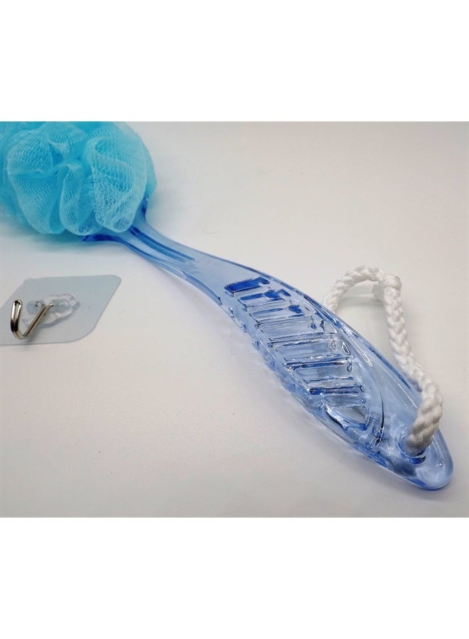 NUFR Body Puff Bath Sponge Soft Shower Brush Blue Crystal Handle for Seniors Parents Grandparents Elderly Disabled Patients Arthritis Pregnant Maternity Ladies Grandpa Grandma (Blue) - Image 2