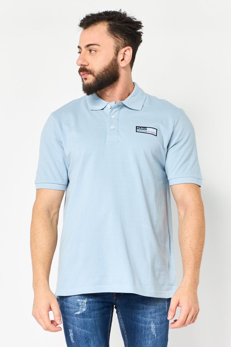 NAUTICA Men Regular Fit Brand Logo Short Sleeve Polo Shirt, Blue - Image 1