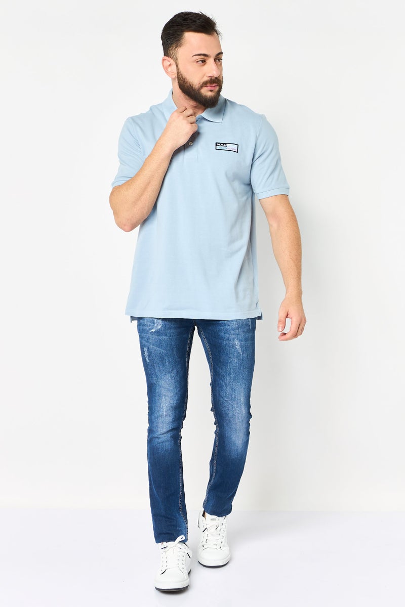 NAUTICA Men Regular Fit Brand Logo Short Sleeve Polo Shirt, Blue - Image 2