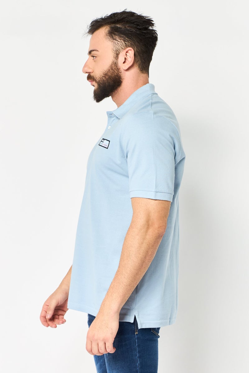 NAUTICA Men Regular Fit Brand Logo Short Sleeve Polo Shirt, Blue - Image 3