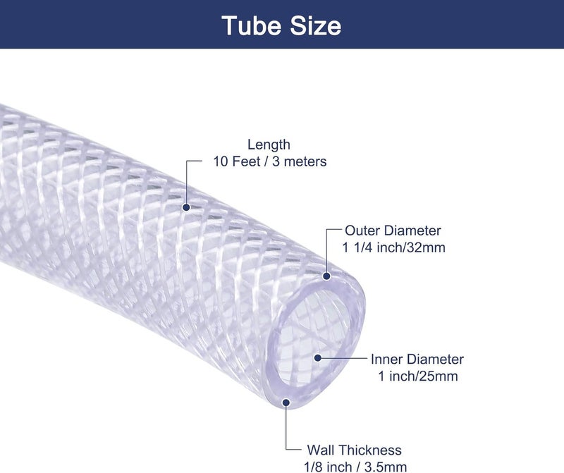 MECCANIXITY 10 Ft PVC Braided Reinforced Tubing - Clear Vinyl High Pressure Flexible Hose Pipe - Image 2