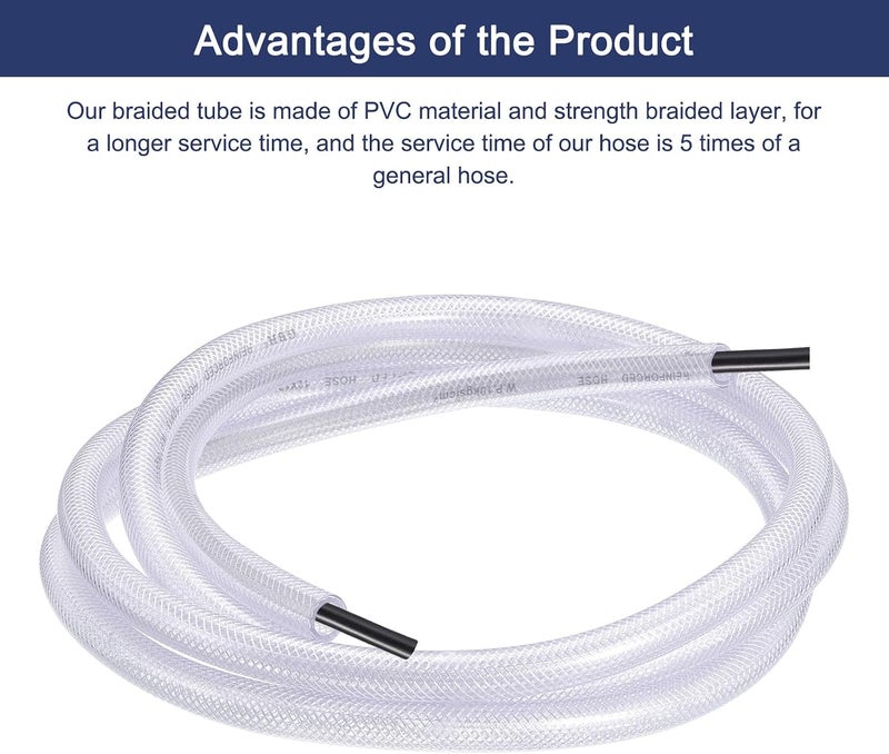 MECCANIXITY 10 Ft PVC Braided Reinforced Tubing - Clear Vinyl High Pressure Flexible Hose Pipe - Image 4
