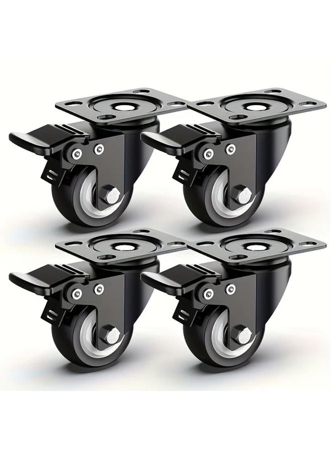 4 قطع 1.5 بوصة عجلات دوارة ثقيلة مع فرملة لمعدات الأثاث - Image 1