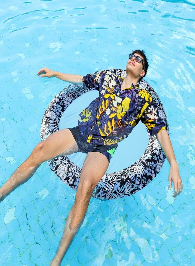 Parentswell Inflatable Pool Float, Pool Lounger Chair for Adults, Fabric Covered Adult Pool Floats for Lake Beach Floaties（Blue & White） - Image 4