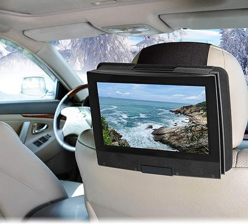 Qenker DVD Player Headrest Mount Holder Portable DVD Player Mount Car Back seat Headrest Holder for Swivel & Flip Portable DVD Player 7 inch to 12 inch - Black - Image 2