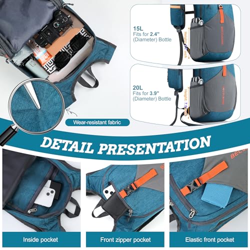 BECOJADDE 15L Small Hiking Backpack for Men Women Foldable Packable Back Pack Ultralight Hiking Daypack for Travel Camping Outdoor, Turquoise - Image 3