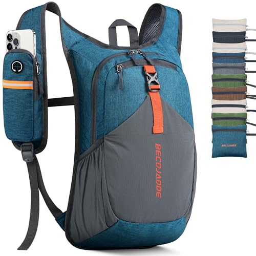 BECOJADDE 15L Small Hiking Backpack for Men Women Foldable Packable Back Pack Ultralight Hiking Daypack for Travel Camping Outdoor, Turquoise - Image 1
