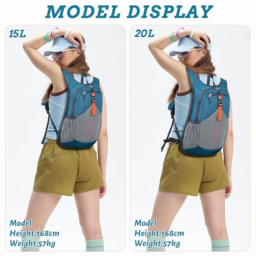 BECOJADDE 15L Small Hiking Backpack for Men Women Foldable Packable Back Pack Ultralight Hiking Daypack for Travel Camping Outdoor, Turquoise - Image 5