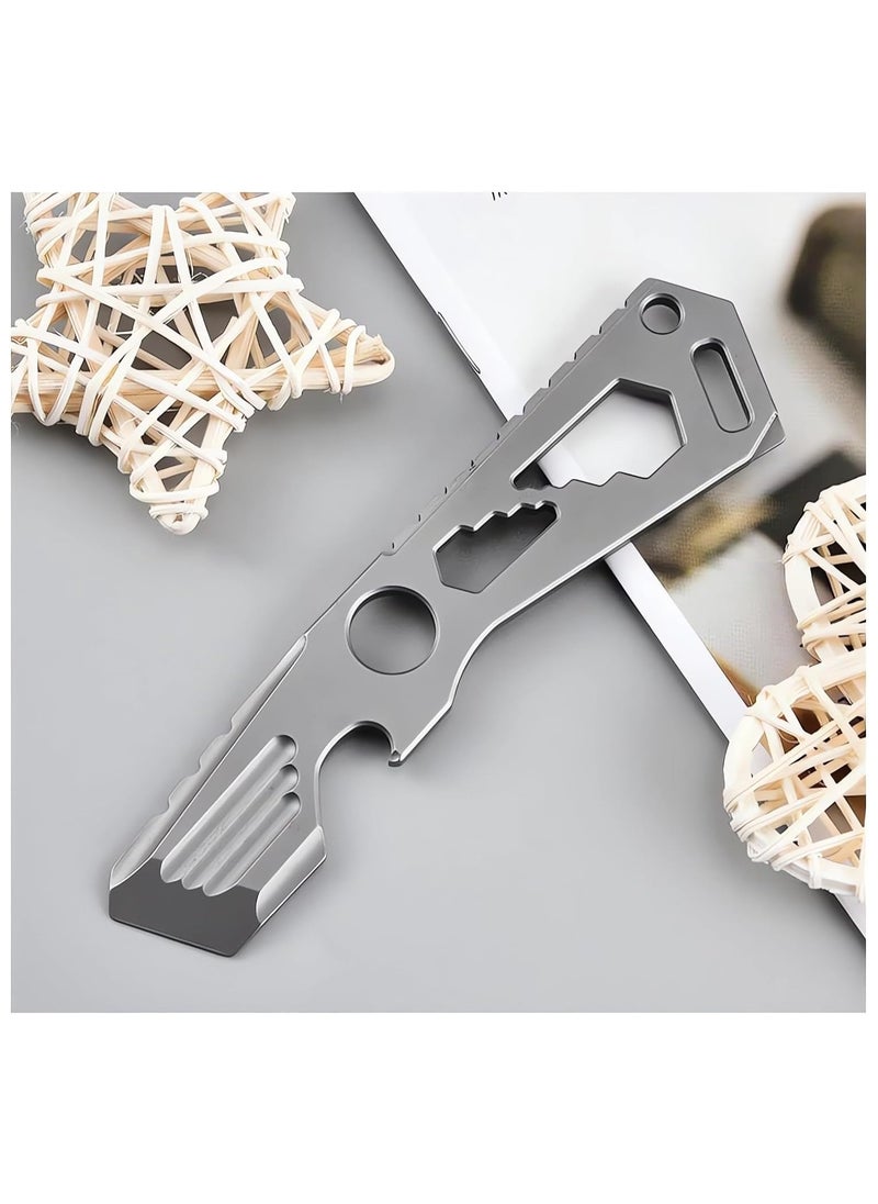 Mini EDC Pry Bar - Small Keychain Prybar Multitool for everyday carry, 4 in 1 Stainless Steel Edc Gadgets Multi Tools. Keychain Bottle Opener, Gray Multi Tool (Small EDC Pry Bar Silver)