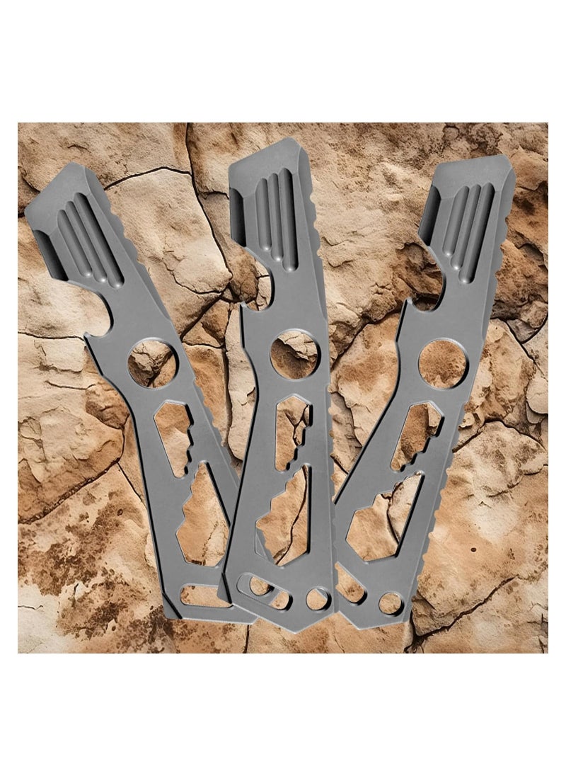 Mini EDC Pry Bar - Small Keychain Prybar Multitool for everyday carry, 4 in 1 Stainless Steel Edc Gadgets Multi Tools. Keychain Bottle Opener, Gray Multi Tool (Small EDC Pry Bar Silver)