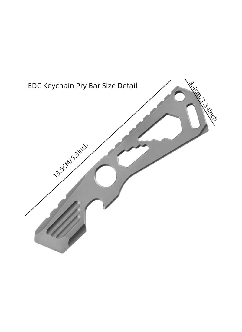 Mini EDC Pry Bar - Small Keychain Prybar Multitool for everyday carry, 4 in 1 Stainless Steel Edc Gadgets Multi Tools. Keychain Bottle Opener, Gray Multi Tool (Small EDC Pry Bar Silver)