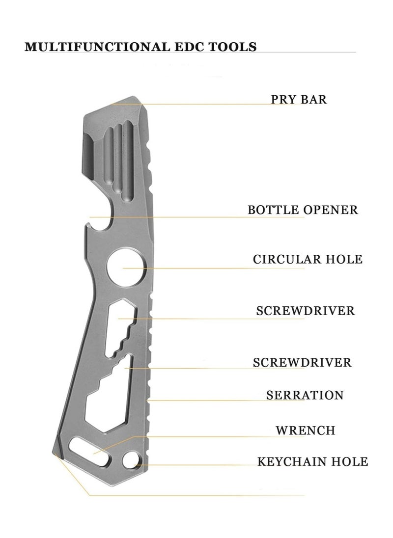 Mini EDC Pry Bar - Small Keychain Prybar Multitool for everyday carry, 4 in 1 Stainless Steel Edc Gadgets Multi Tools. Keychain Bottle Opener, Gray Multi Tool (Small EDC Pry Bar Silver)