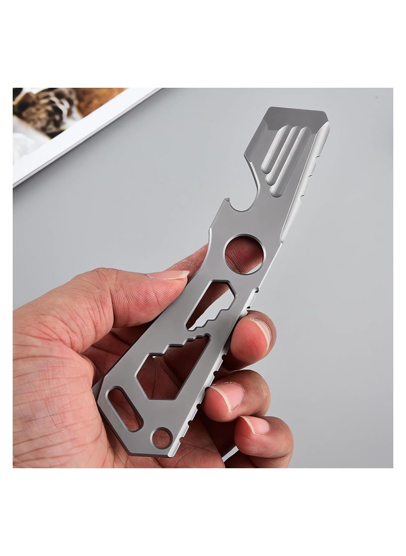 Mini EDC Pry Bar - Small Keychain Prybar Multitool for everyday carry, 4 in 1 Stainless Steel Edc Gadgets Multi Tools. Keychain Bottle Opener, Gray Multi Tool (Small EDC Pry Bar Silver)