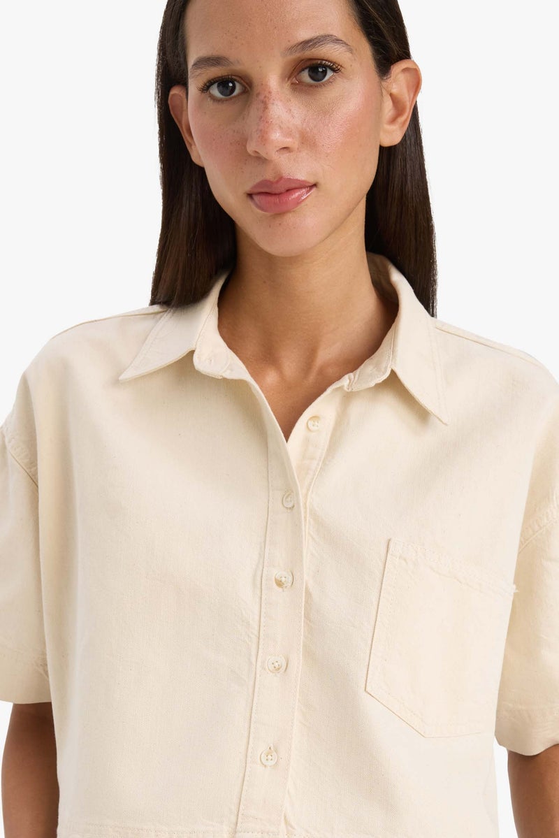 DeFacto Woman Crop Jean Shirt - Image 1