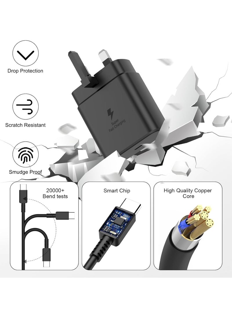 ماركة غير محددة - شاحن PD فائق السرعة 45 وات USB-C - متوافق مع S24، S23، S22، S21، S20 Ultra، S24+، S23+، S22+، S21+، A53، A15، A55، A54 - محول طاقة من النوع C. - Image 1