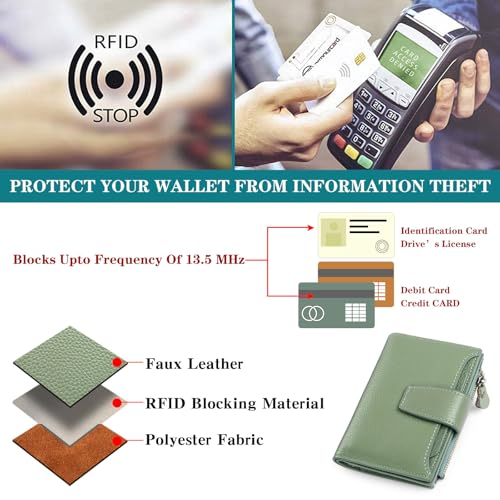 FALAN MULE Small Wallet for Women Leather Bifold Compact RFID Blocking Small Womens Wallet Purse - Image 5