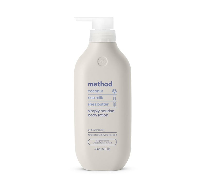 Method Body Lotion, Simply Nourish, Coconut, Rice Milk + Shea Butter notes, 24 Hours of Moisture 14 oz