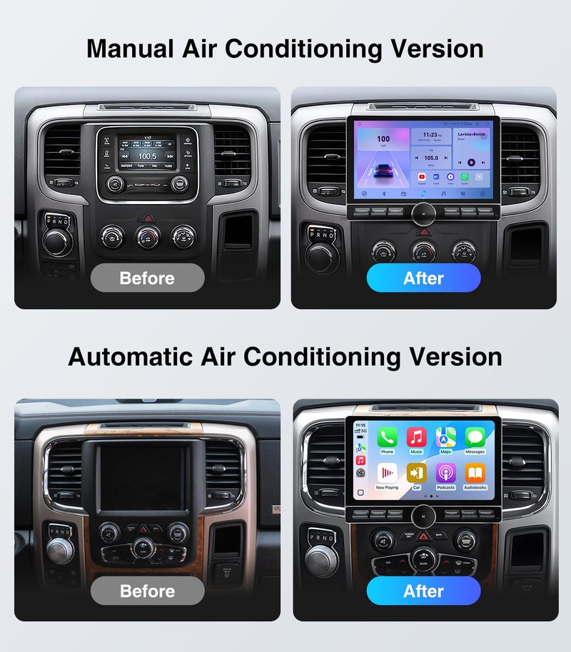 AINAVI 10 inch Touchscreen Car Stereo Radio for Dodge Ram 1500 2500 3500 2013-2018(Manual & Auto AC) Replacement Dash Kit w/Wired Wireless CarPlay Android Auto GPS Navigation - Image 2