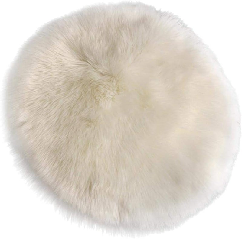 klarako Round-shape Area Rug Shaggy Wool Carpet for Bedroom Living room and home Decoration, White - Image 3