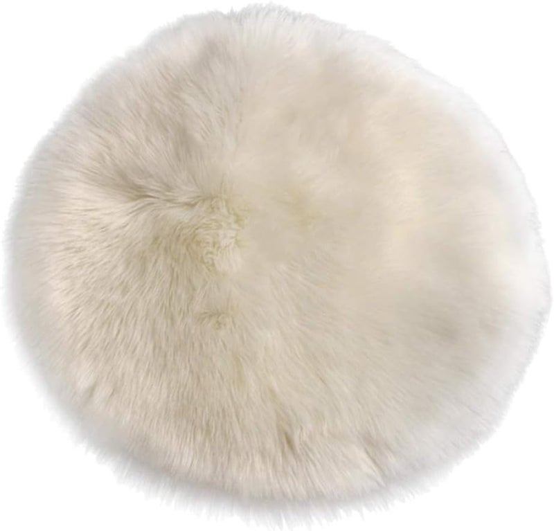 klarako Round-shape Area Rug Shaggy Wool Carpet for Bedroom Living room and home Decoration, White - Image 5