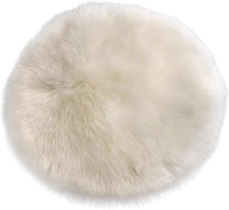 klarako Round-shape Area Rug Shaggy Wool Carpet for Bedroom Living room and home Decoration, White - Image 2