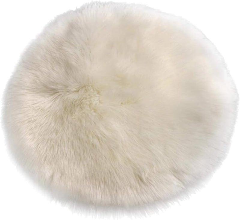 klarako Round-shape Area Rug Shaggy Wool Carpet for Bedroom Living room and home Decoration, White - Image 4