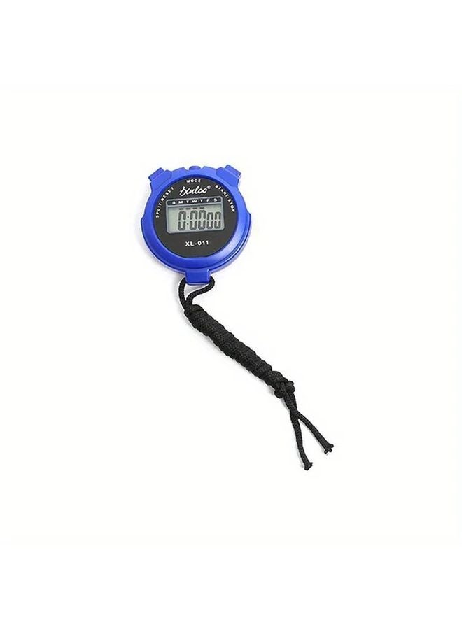 Blue Handheld Digital Sports Stopwatch Durable Plastic Battery Powered Fitness Timer - Image 1