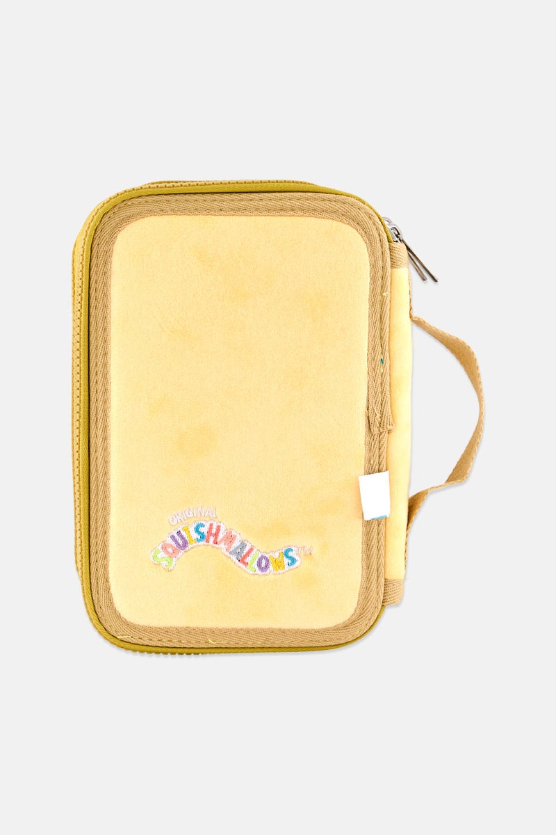 Squishmallows حافظة أقلام مطرزة للبنات 22 سم ارتفاع x 16 سم طول x 3 سم عرض، مجموعة صفراء - Image 2