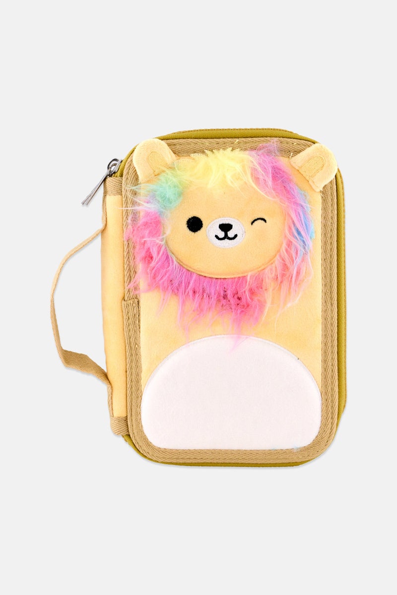 Squishmallows حافظة أقلام مطرزة للبنات 22 سم ارتفاع x 16 سم طول x 3 سم عرض، مجموعة صفراء - Image 1