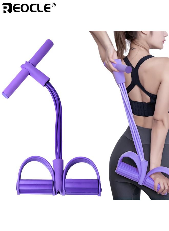 ريوكل رباط مقاومة يوجا ٤ أنابيب رغوة إن بي آر عالية الكثافة دواسة قدم ملحق تمرين محمول حبل توتر لاتكس لتمارين البطن الخصر الذراع والساق - Image 1