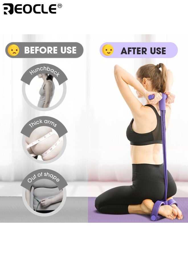 ريوكل رباط مقاومة يوجا ٤ أنابيب رغوة إن بي آر عالية الكثافة دواسة قدم ملحق تمرين محمول حبل توتر لاتكس لتمارين البطن الخصر الذراع والساق - Image 5