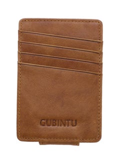 NIBEMINENT Genuine Leather Foreign Trade Card Wallet With Back Money Clip Light Coffee  - Image 1