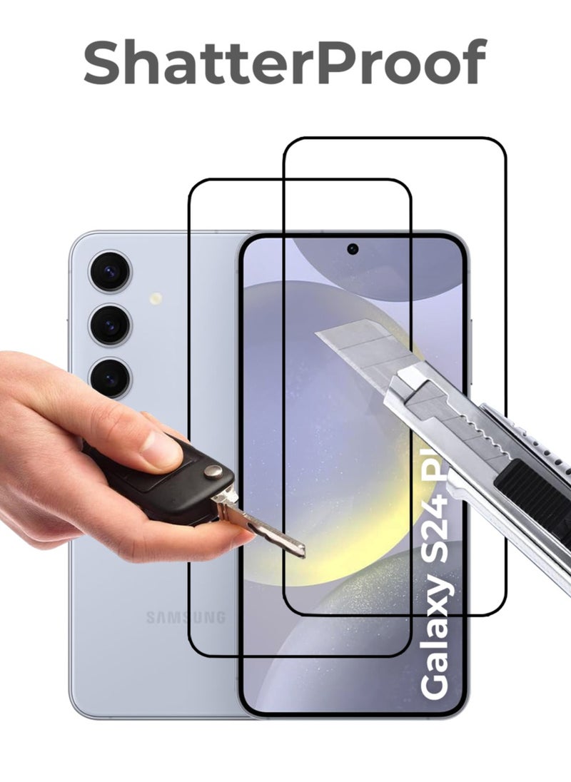 glassology Samsung Galaxy S24+ Screen Protector 2 Pack - 6.7'' with Easy Installation Frame High-Grade Shockproof Protection Anti-Fingerprint & Smudge HD Clarity  - Image 4