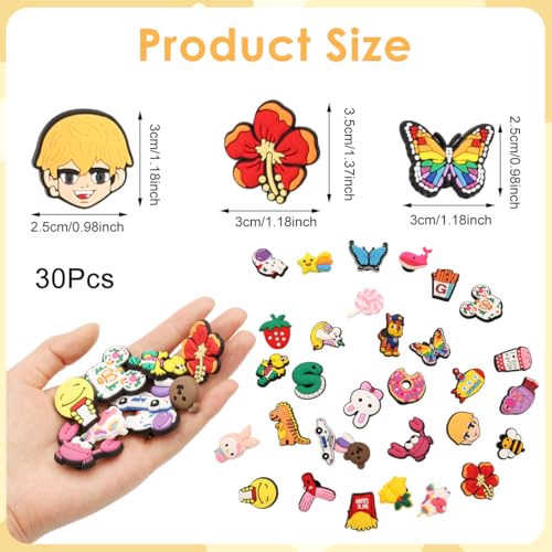 MAYCREATE® 30Pcs Clog Shoe Charms, PVC Cartoon Slippers Charm Stylish Cartoon Shoe Charms, Assorted No Repeat Colorful DIY Stylish Shoe Accessories - Image 2