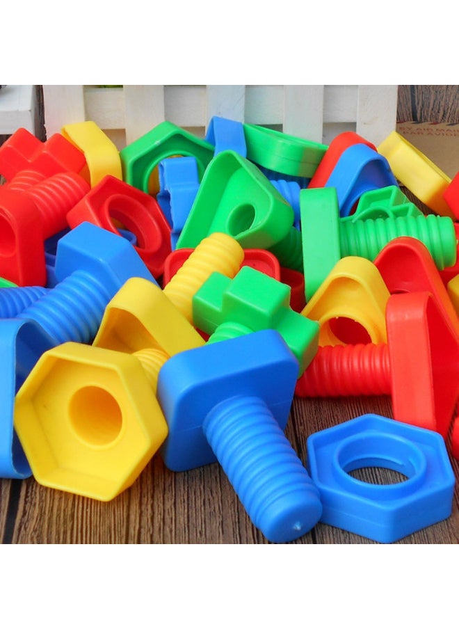 Generic - 1-3 Years Old Children's Early Education Enlightenment Screw Disassembly Matching Toy Kindergarten Baby Child Nut Building Blocks-Color:35 Pairs Of Upgraded Models [zipper Storage Bag + 10 Fixed Plates - Image 1