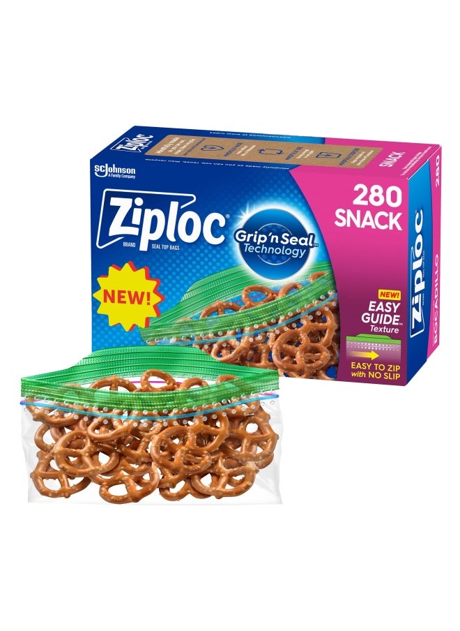 Ziploc Snack Bags For On The Go Freshness Grip N Seal Technology For Easier Grip Open And Close 280 Count  - Image 1
