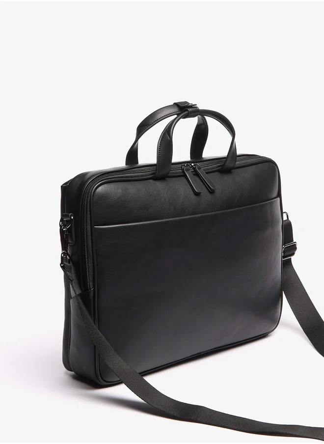 LBL by Shoexpress Men's Solid Laptop Bag With Zip Closure and Detachable Strap