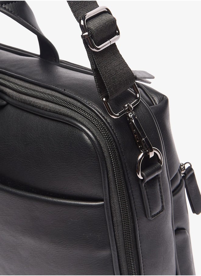 LBL by Shoexpress Men's Solid Laptop Bag With Zip Closure and Detachable Strap  - Image 3