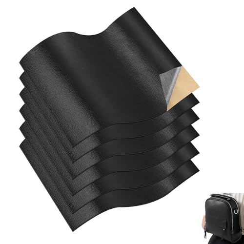 INIMAGINE 6 Pcs Leather Repair Kit, Self Adhesive Patch, Patches for Sofas, Black Leather Sofa Repair Kit, Apply to Couches, Car Seats, Jackets, Kitchen Cabinets - Image 1