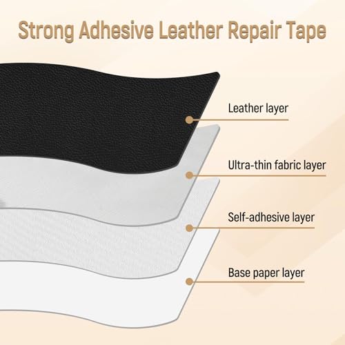 INIMAGINE 6 Pcs Leather Repair Kit, Self Adhesive Patch, Patches for Sofas, Black Leather Sofa Repair Kit, Apply to Couches, Car Seats, Jackets, Kitchen Cabinets - Image 3