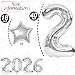 Paeyeq Silver 2026 Balloons 40 Inch Large Number 2026 Foil Balloon with 18 Inch Star Foil Balloon Giant 2026 Happy New Years Balloons for 2026 Happy New Year Eve Christmas Party Decorations Supplies - Image 4