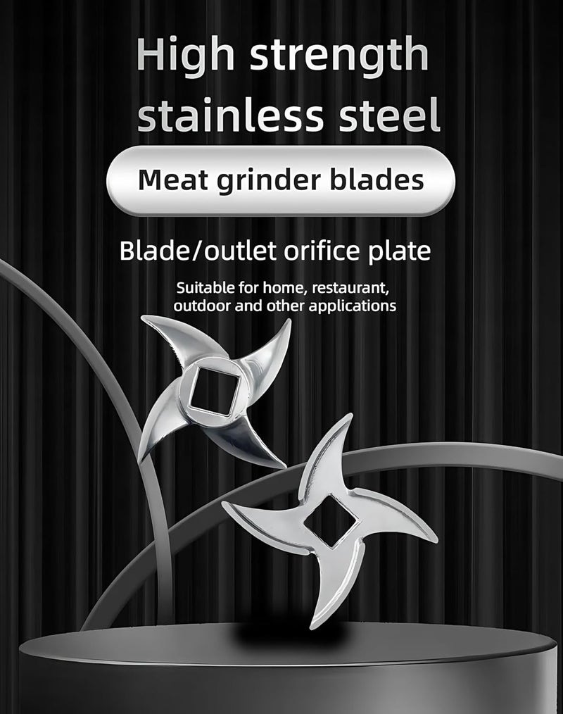 OUSTUE #8 Grinder Blade Stainless Steel Knife Cutter Replacement(2 pc) | Please check the size and shape - Image 3