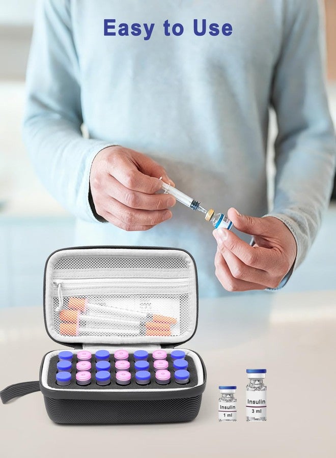 Krypthos 21 Slots Insulin Fridge Holder Storage Case, Portable Diabetes Insulin Organizer Bag for 1ml, 3ml, 5ml Vials, Hard Insulin Carrying Case for Diabetic Supplies, No Ice Pack - Image 5