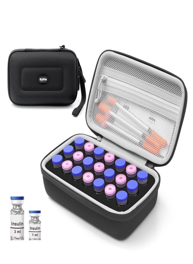 Krypthos 21 Slots Insulin Fridge Holder Storage Case, Portable Diabetes Insulin Organizer Bag for 1ml, 3ml, 5ml Vials, Hard Insulin Carrying Case for Diabetic Supplies, No Ice Pack - Image 1