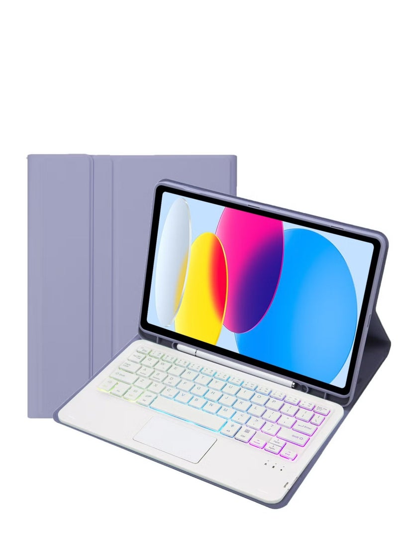 Trackpad Bilingual  Keyboard Case for iPad Air 11 inch M2 2024/iPad Air 11 inch M3 2025, Backlight, Multi-touch Trackpad, Flip Stand Case with Pencil Holder - Image 1