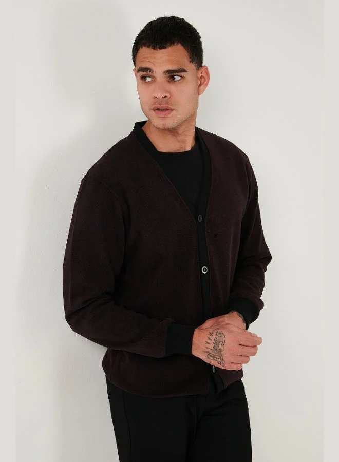 Buratti  Buratti Cotton Regular Fit Buttoned V-Neck Cardigan Men's CARDIGAN 456205 for Men | Best Price UAE