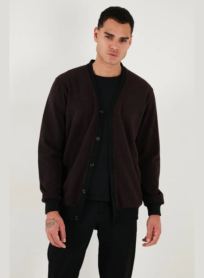 Buratti Cotton Regular Fit Buttoned V-Neck Cardigan Men's CARDIGAN 456205