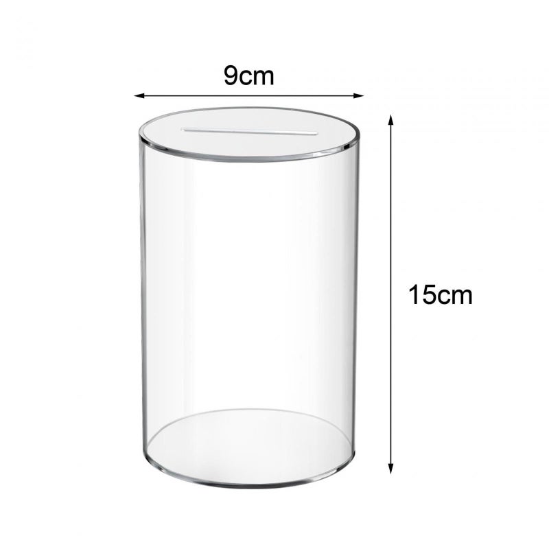 Acrylic Break To Open Tip Jar Clear Multipurpose Piggy Bank Saving Money Box For Adults Kids Size 9cmx15cm - Image 5